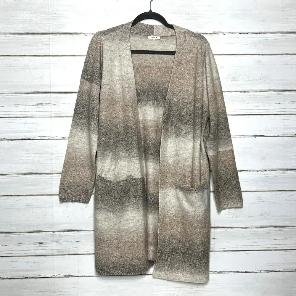Maurices Neutral Ombre Open Front Cardigan Sweater Size Large